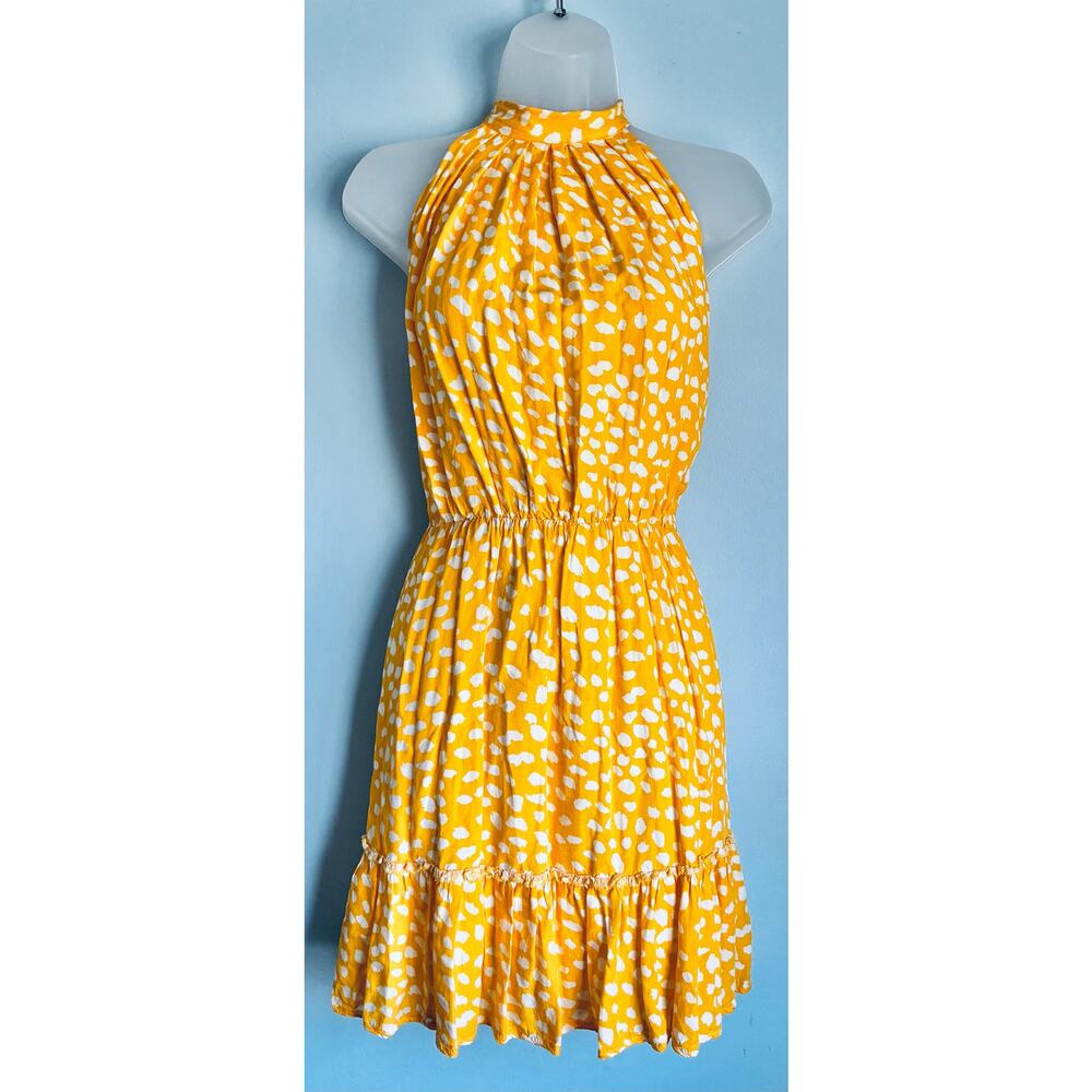 BTFBM Polka Dot Halter Dress Women’s Size Large Summer Mini Sundress